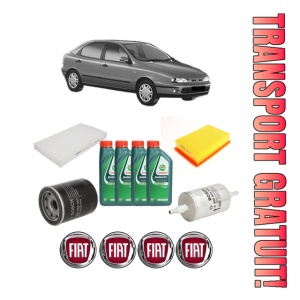 Set Pachet filtre revizie Bosch, 4 litrii ulei Castrol 10W40 FIAT BRAVA (182_) 1.2 16V 80 din 2000-2001, 4x Stickere auto cu FIAT