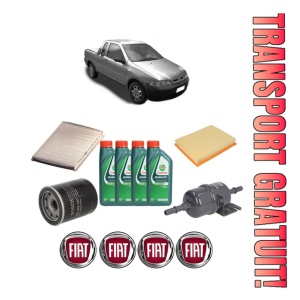 Set Pachet filtre revizie Bosch, 4 litrii ulei Castrol 10W40 FIAT STRADA Pickup (178_, 278_) 1.2 din 2003, 4x Stickere auto cu FIAT