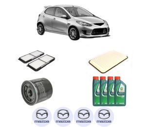Set Pachet filtre revizie Bosch, 4 litrii ulei Castrol 10W40 MAZDA 2 (DE_, DH_) 1.3 MZR (DE3FS) din 2010-2015, 4x Stickere auto cu MAZDA - Img 2