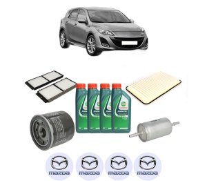 Set Pachet filtre revizie Bosch, 4 litrii ulei Castrol 10W40 MAZDA 3 (BL) 1.6 MZR (BL14) din 2008-2014, 4x Stickere auto cu MAZDA - Img 2
