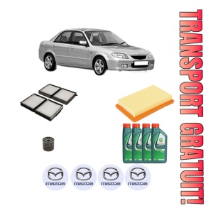 Set Pachet filtre revizie Bosch, 4 litrii ulei Castrol 10W40 MAZDA 323 S VI Saloon (BJ) 1.6 (BJ12) din 2000-2004, 4x Stickere auto cu MAZDA