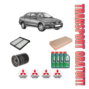 Set Pachet filtre revizie Bosch, 4 litrii ulei Castrol 10W40 MITSUBISHI CARISMA Saloon (DA_) 1.6 (DA1A) din 2000-2006, 4x Stickere auto cu MITSUBISHI