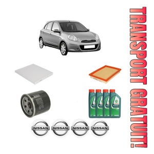 Set Pachet filtre revizie Bosch, 4 litrii ulei Castrol 10W40 NISSAN MICRA IV (K13K, K13KK) 1.2 din 2010-2015, 4x Stickere auto cu NISSAN