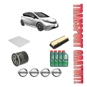 Set Pachet filtre revizie Bosch, 4 litrii ulei Castrol 10W40 NISSAN NOTE (E12) 1.2 DIG-S din 2012-2016, 4x Stickere auto cu NISSAN