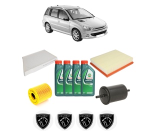 Set Pachet filtre revizie Bosch, 4 litrii ulei Castrol 10W40 PEUGEOT 206 SW (2E/K) 1.6 16V din 2002, 4x Stickere auto cu PEUGEOT - Img 2