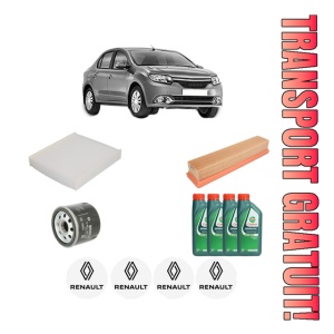 Set Pachet filtre revizie Bosch, 4 litrii ulei Castrol 10W40 RENAULT LOGAN/STEPWAY II (L8_) 1.2 din 2013, 4x Stickere auto cu RENAULT