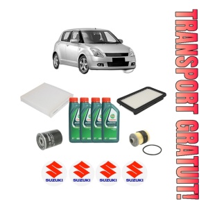 Set Pachet filtre revizie Bosch, 4 litrii ulei Castrol 10W40 SUZUKI SWIFT III (MZ, EZ) 1.5 (RS415, ZC21S) din 2005, 4x Stickere auto cu SUZUKI