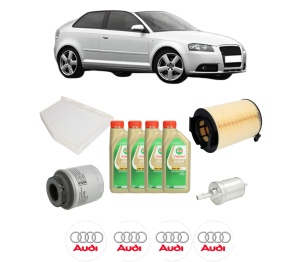 Set Pachet filtre revizie Bosch, 4 litrii ulei Castrol 5W30 AUDI A3 (8P1) 1.2 TSI din 2010-2012, 4x Stickere auto cu AUDI - Img 2