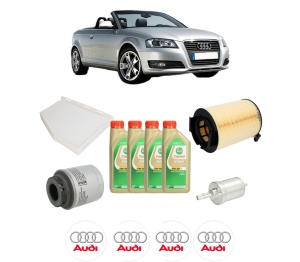 Set Pachet filtre revizie Bosch, 4 litrii ulei Castrol 5W30 AUDI A3 Convertible (8P7) 1.2 TFSI din 2010-2013, 4x Stickere auto cu AUDI - Img 2