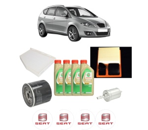 Set Pachet filtre revizie Bosch, 4 litrii ulei Castrol 5W30 SEAT ALTEA XL (5P5, 5P8) 1.4 16V din 2006-2013, 4x Stickere auto cu SEAT - Img 2