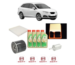 Set Pachet filtre revizie Bosch, 4 litrii ulei Castrol 5W30 SEAT IBIZA IV ST (6J8, 6P8) 1.4 din 2010-2015, 4x Stickere auto cu SEAT - Img 2