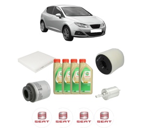 Set Pachet filtre revizie Bosch, 4 litrii ulei Castrol 5W30 SEAT IBIZA IV (6J5, 6P1) 1.2 TSI din 2012-2015, 4x Stickere auto cu SEAT - Img 2