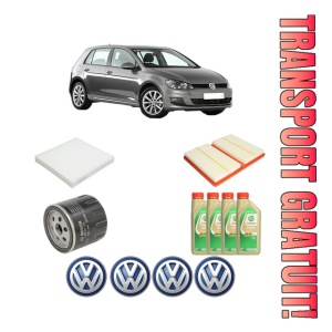 Set Pachet filtre revizie Bosch, 4 litrii ulei Castrol 5W30 Volkswagen GOLF VII (5G1, BQ1, BE1, BE2) 1.0 TSI din 2016-2020, 4x Stickere auto cu Volkswagen
