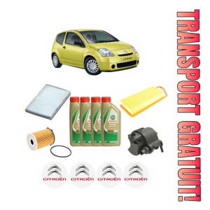 Set Pachet filtre revizie Bosch, 4 litrii ulei Castrol 5W40 CITROEN C2 ENTERPRISE (JG_) 1.4 HDi din 2006-2009, 4x Stickere auto cu CITROEN