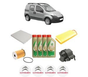 Set Pachet filtre revizie Bosch, 4 litrii ulei Castrol 5W40 CITROEN NEMO MPV 1.4 HDi din 2009, 4x Stickere auto cu CITROEN - Img 2