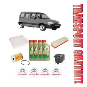 Set Pachet filtre revizie Bosch, 4 litrii ulei Castrol 5W40 CITROEN BERLINGO / BERLINGO FIRST MPV (MF_, GJK_, GFK_) 1.6 HDI 90 (MF9HX) din 2005-2008, 4x Stickere auto cu CITROEN