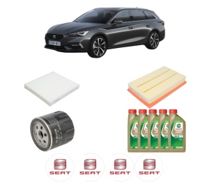 Set Pachet filtre revizie Bosch, 5 litrii ulei Castrol 0W20 SEAT LEON Sportstourer (KL8, KLD) 1.5 TSI din 2020, 4x Stickere auto cu SEAT - Img 2