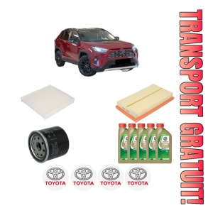 Set Pachet filtre revizie Bosch, 5 litrii ulei Castrol 0W20 TOYOTA RAV 4 V (_A5_, _H5_) 2.5 Hybrid AWD (AXAP54, AXAP54L) din 2020, 4x Stickere auto cu TOYOTA