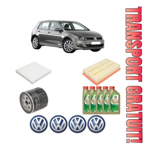 Set Pachet filtre revizie Bosch, 5 litrii ulei Castrol 0W20 Volkswagen GOLF VII (5G1, BQ1, BE1, BE2) 1.5 TSI din 2017-2020, 4x Stickere auto cu Volkswagen