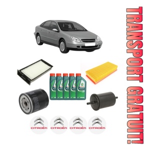 Set Pachet filtre revizie Bosch, 5 litrii ulei Castrol 10W40 CITROEN C5 I (DC_) 2.0 16V (DCRFNC, DCRFNF) din 2001-2004, 4x Stickere auto cu CITROEN