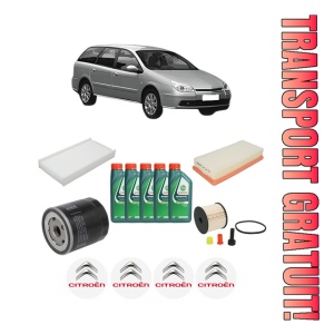 Set Pachet filtre revizie Bosch, 5 litrii ulei Castrol 10W40 CITROEN C5 II Break (RE_) 2.2 HDi (RE4HXE) din 2004-2006, 4x Stickere auto cu CITROEN