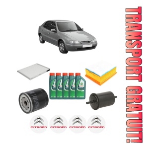 Set Pachet filtre revizie Bosch, 5 litrii ulei Castrol 10W40 CITROEN XSARA (N1) 2.0 16V din 2000-2005, 4x Stickere auto cu CITROEN
