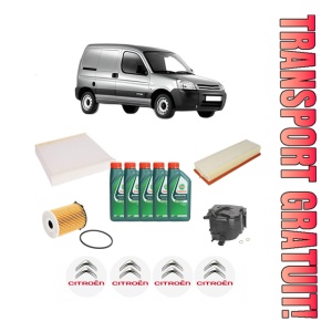 Set Pachet filtre revizie Bosch, 5 litrii ulei Castrol 10W40 CITROEN BERLINGO / BERLINGO FIRST Box Body/MPV (M_) 1.6 HDI 90 (MB9HX, MC9HX) din 2005-2011, 4x Stickere auto cu CITROEN