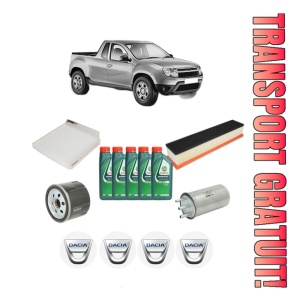 Set Pachet filtre revizie Bosch, 5 litrii ulei Castrol 10W40 DACIA LOGAN Pickup (US_) 1.5 dCi (US0K) din 2008, 4x Stickere auto cu DACIA