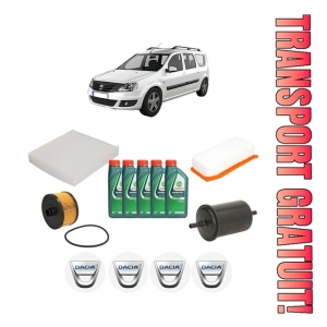 Set Pachet filtre revizie Bosch, 5 litrii ulei Castrol 10W40 DACIA LOGAN MCV II TCe 90 (K8M1, K8MA, K8AC) din 2013, 4x Stickere auto cu DACIA