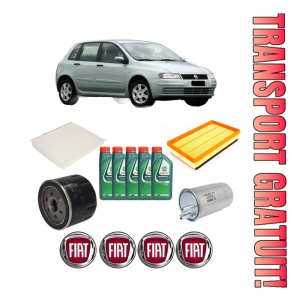 Set Pachet filtre revizie Bosch, 5 litrii ulei Castrol 10W40 FIAT STILO VAN (192_) 1.9 JTD (192DXT1B) din 2005-2008, 4x Stickere auto cu FIAT