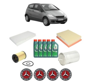 Set Pachet filtre revizie Bosch, 5 litrii ulei Castrol 10W40 MERCEDES-BENZ A-CLASS (W169) A 160 (169.031, 169.331) din 2009-2012, 4x Stickere auto cu MERCEDES-BENZ - Img 2