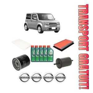 Set Pachet filtre revizie Bosch, 5 litrii ulei Castrol 10W40 NISSAN CUBE (Z12) 1.6 16V din 2009, 4x Stickere auto cu NISSAN