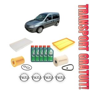 Set Pachet filtre revizie Bosch, 5 litrii ulei Castrol 10W40 OPEL COMBO Tour 1.7 DI 16V din 2001-2004, 4x Stickere auto cu OPEL