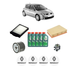 Set Pachet filtre revizie Bosch, 5 litrii ulei Castrol 10W40 RENAULT MEGANE II (BM0/1_, CM0/1_) 1.5 dCi (BM1F, CM1F) din 2005-2008, 4x Stickere auto cu RENAULT - Img 2