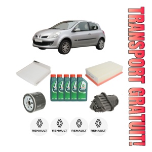 Set Pachet filtre revizie Bosch, 5 litrii ulei Castrol 10W40 RENAULT CLIO III Hatchback Van (SB_, SR_) 1.5 dCi din 2005-2007, 4x Stickere auto cu RENAULT