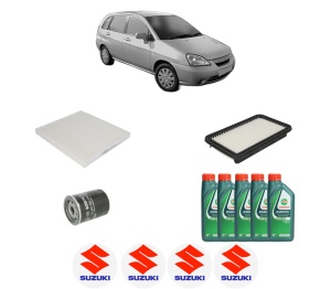 Set Pachet filtre revizie Bosch, 5 litrii ulei Castrol 10W40 SUZUKI LIANA Hatchback 1.6 din 2005-2007, 4x Stickere auto cu SUZUKI - Img 2