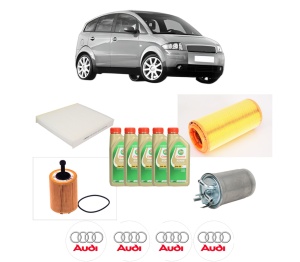 Set Pachet filtre revizie Bosch, 5 litrii ulei Castrol 5W30 AUDI A2 (8Z0) 1.4 TDI din 2000-2005, 4x Stickere auto cu AUDI - Img 2