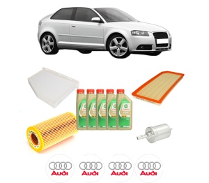 Set Pachet filtre revizie Bosch, 5 litrii ulei Castrol 5W30 AUDI A3 (8P1) S3 quattro din 2006-2012, 4x Stickere auto cu AUDI - Img 2