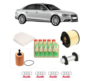 Set Pachet filtre revizie Bosch, 5 litrii ulei Castrol 5W30 AUDI A4 B8 (8K2) 2.0 TDI din 2007-2015, 4x Stickere auto cu AUDI - Img 2