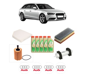 Set Pachet filtre revizie Bosch, 5 litrii ulei Castrol 5W30 AUDI A4 B8 Avant (8K5) 2.0 TDI quattro din 2008-2015, 4x Stickere auto cu AUDI - Img 2