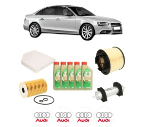 Set Pachet filtre revizie Bosch, 5 litrii ulei Castrol 5W30 AUDI A4 B8 (8K2) 2.0 TDI din 2013-2015, 4x Stickere auto cu AUDI - Img 2