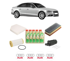 Set Pachet filtre revizie Bosch, 5 litrii ulei Castrol 5W30 AUDI A4 B8 (8K2) 2.0 TFSI quattro din 2013-2015, 4x Stickere auto cu AUDI - Img 2