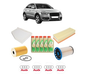 Set Pachet filtre revizie Bosch, 5 litrii ulei Castrol 5W30 AUDI Q3 (8UB, 8UG) 2.0 TDI quattro din 2011-2015, 4x Stickere auto cu AUDI - Img 2