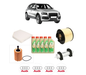 Set Pachet filtre revizie Bosch, 5 litrii ulei Castrol 5W30 AUDI Q5 (8RB) 2.0 TDI quattro din 2008-2017, 4x Stickere auto cu AUDI - Img 2