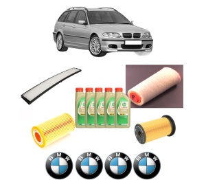 Set Pachet filtre revizie Bosch, 5 litrii ulei Castrol 5W30 BMW Seria 3 Touring (E46) 320 d din 2000-2001, 4x Stickere auto cu BMW - Img 2
