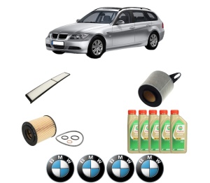 Set Pachet filtre revizie Bosch, 5 litrii ulei Castrol 5W30 BMW Seria 3 Touring (E91) 316 i din 2008-2012, 4x Stickere auto cu BMW - Img 2