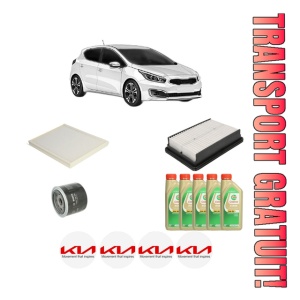 Set Pachet filtre revizie Bosch, 5 litrii ulei Castrol 5W30 KIA CEED (CD) 1.6 T-GDI GT din 2018, 4x Stickere auto cu KIA