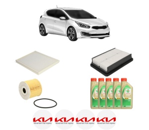 Set Pachet filtre revizie Bosch, 5 litrii ulei Castrol 5W30 KIA CEED Hatchback Van (CD) CRDI 136 din 2018, 4x Stickere auto cu KIA - Img 2
