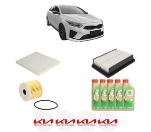 Set Pachet filtre revizie Bosch, 5 litrii ulei Castrol 5W30 KIA PROCEED Combi Van (CD) 1.6 CRDI 136 din 2018, 4x Stickere auto cu KIA - Img 2