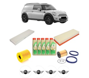 Set Pachet filtre revizie Bosch, 5 litrii ulei Castrol 5W30 MINI MINI CLUBVAN (R55) Cooper din 2012-2014, 4x Stickere auto cu MINI - Img 2